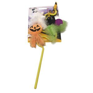 OURPETS Halloween Going Batty Wiggle Wand 3 Pack Catnip Ghost Bat Jack o Lantern